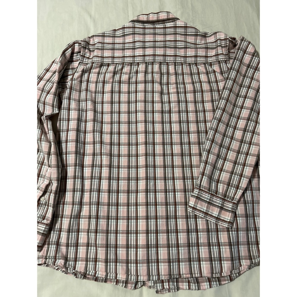 Red Camel Men's Long Sleeve Plaid Button Down‎ Shirt Size L Pink Brown White - Picture 8 of 8